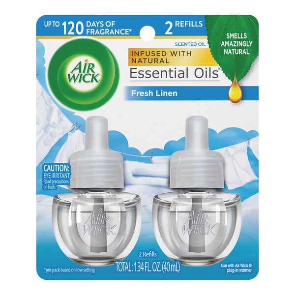 A package of 12 Air Wick Fresh Linen scented oil fragrance diffuser refills.