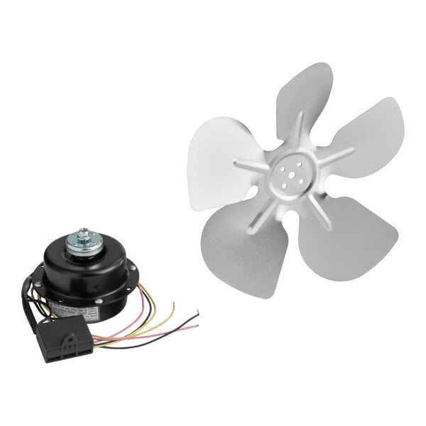 A condenser fan motor and fan blade set for 2 and 3 bowl slushy machines.