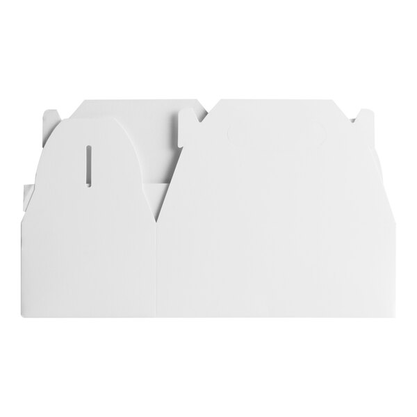 A white barn take-out box with a cut-out top.