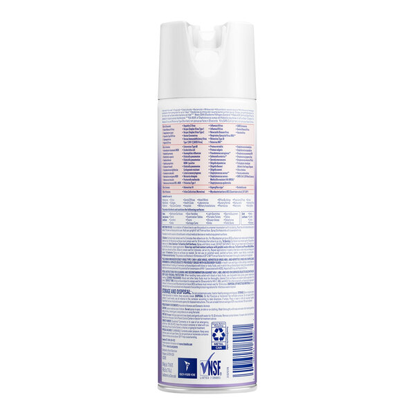 A white Lysol spray can with purple and white text.