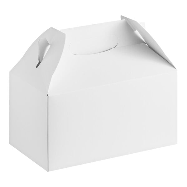Choice 9 1/2" x 5" x 5" White Barn Take-Out Lunch / Chicken Box with Handle - 125/Case