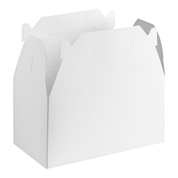 A white rectangular barn lunch box with a handle.