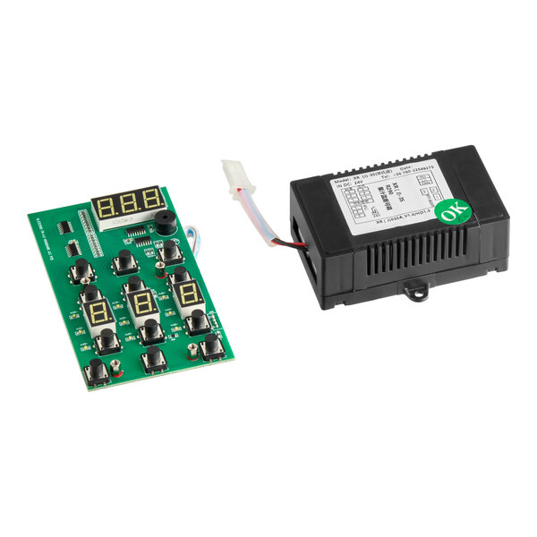 A Galaxy 177PGSM353 controller for 3 bowl slushy machines, consisting of a circuit board with buttons and digital displays, and a black electronic control box.