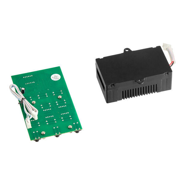 A Galaxy 177PGSM353 controller for 3 bowl slushy machines, consisting of a green circuit board and a black plastic electronic module.