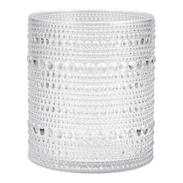 A clear Fortessa Orbetto plastic tumbler with bubbles in the glass.