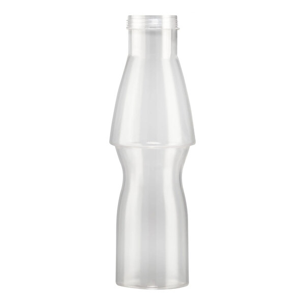 A clear plastic bottle with a white lid.