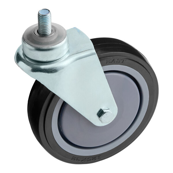 A 5-inch poly swivel caster designed for 6.3 and 8.5 cubic foot shopping carts.