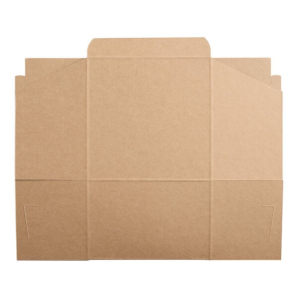 A brown cardboard bakery box with a white background.