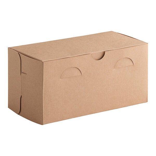 A brown Baker's Lane cupcake box with a lid.