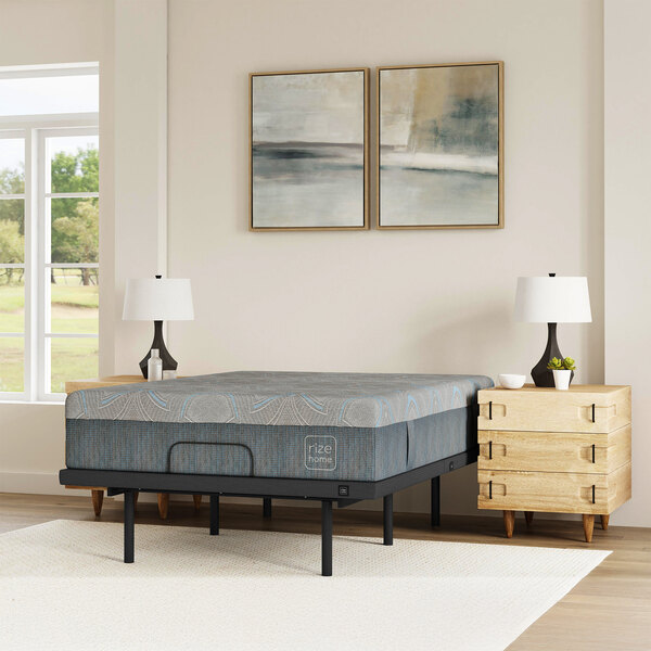 A Rize Home Cool Pro memory foam mattress on a queen size bed frame.