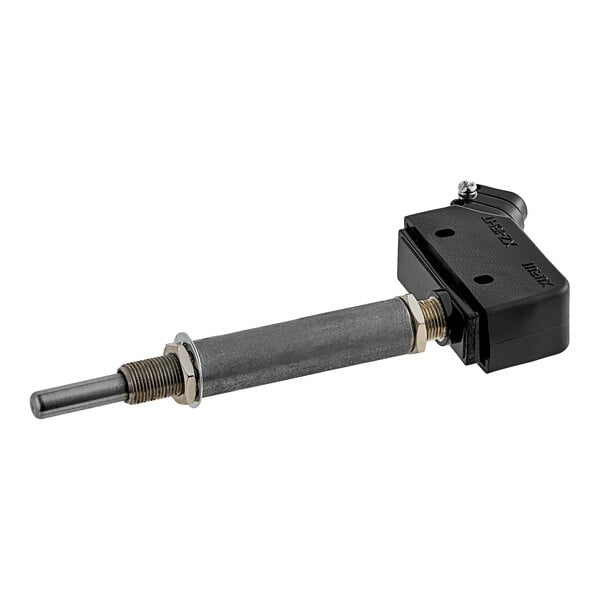 A black and silver metal microswitch set for Avantco MX mixers with a metal rod and screw.