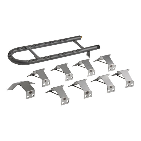 A metal burner assembly kit with multiple brackets designed for the Cooking Performance Group FFOP50.