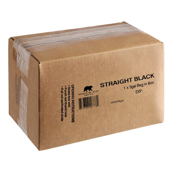 A brown Wandering Bear Bag in Box with black text on it.