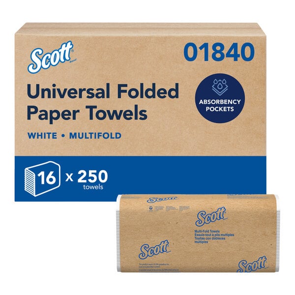 A case of Scott multi-fold paper towels containing 4,000 white towels.