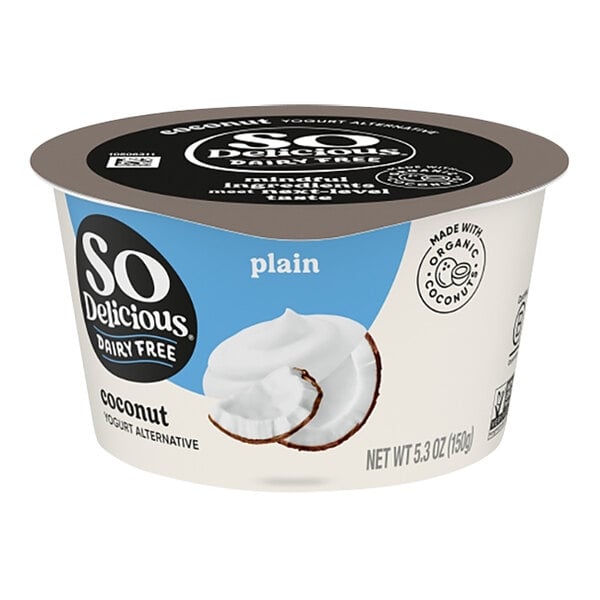 A container of So Delicious Dairy-Free Plain Coconut Milk Yogurt.