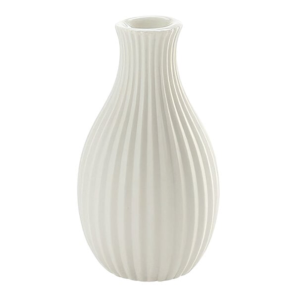 An American Metalcraft white fluted ceramic bud vase.