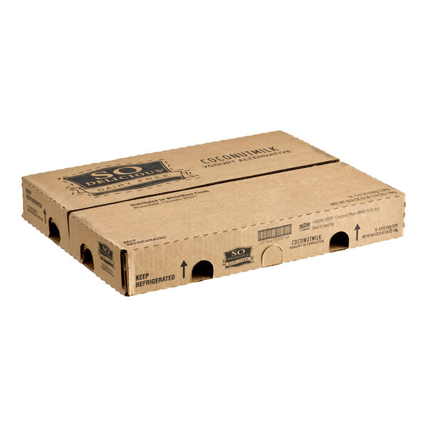 A brown cardboard box with 12 holes in it.