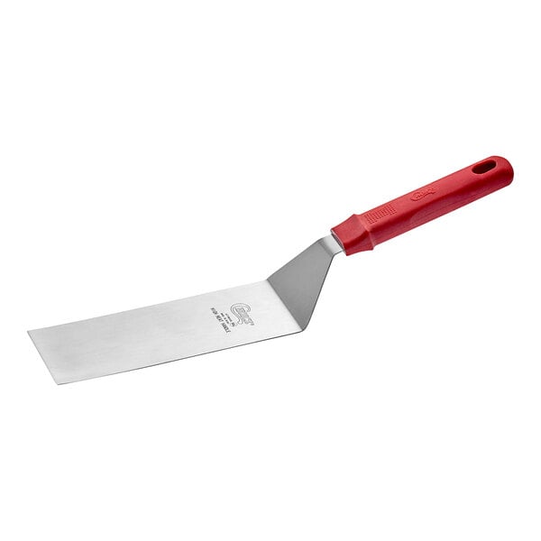 A Choice square edge turner with a red handle.
