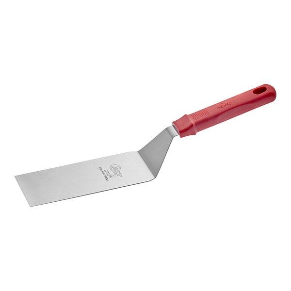 A Choice square edge turner with a red handle.