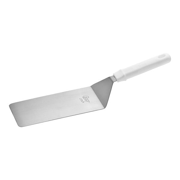 A Choice metal turner with a white polypropylene handle.