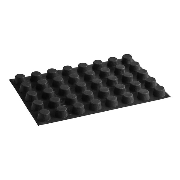 A black silicone mat with 40 round cavities.