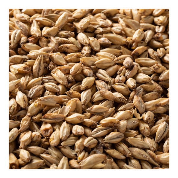 A pile of Briess brewers malt grains.