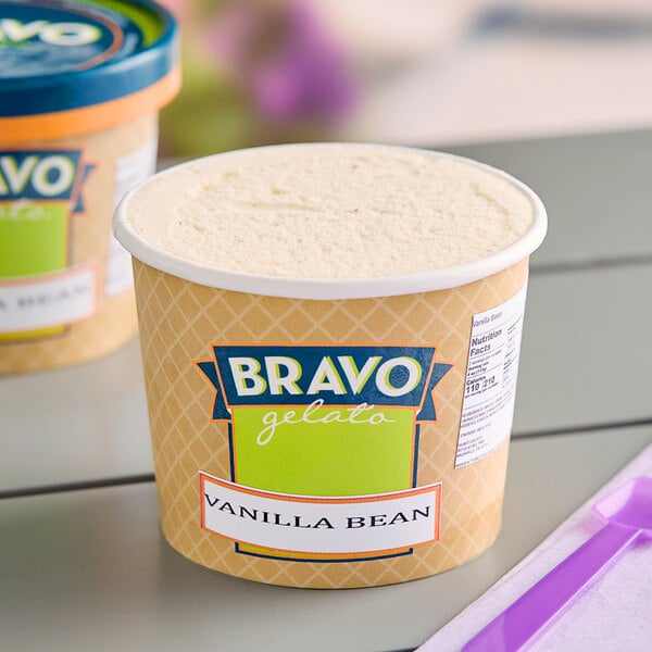 Bravo Gelato Vanilla Bean Gelato Cup 8 oz. - 24/Case