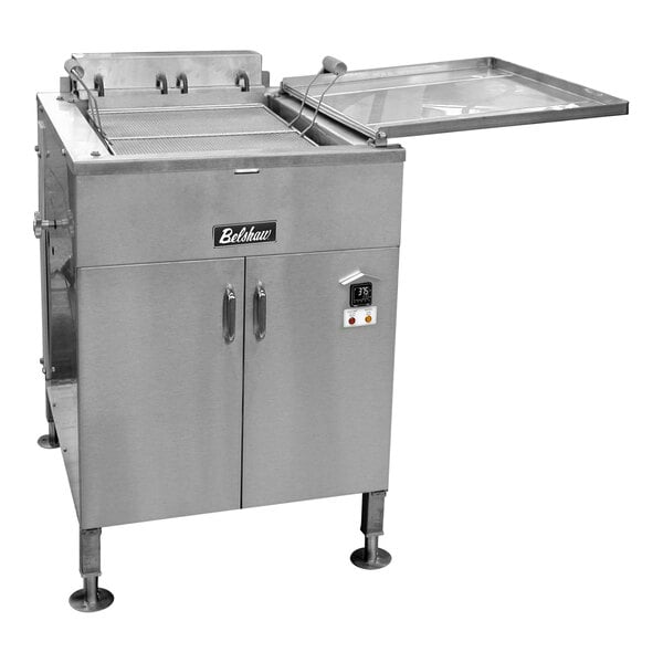 A Belshaw 618L stainless steel commercial donut fryer tray.