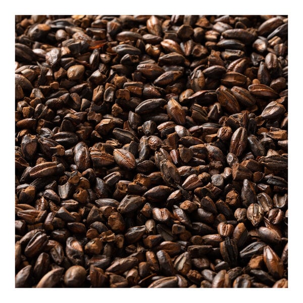 A pile of brown grains of Briess Chocolate Malt.
