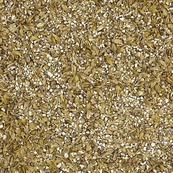 A pile of Briess crushed malt.