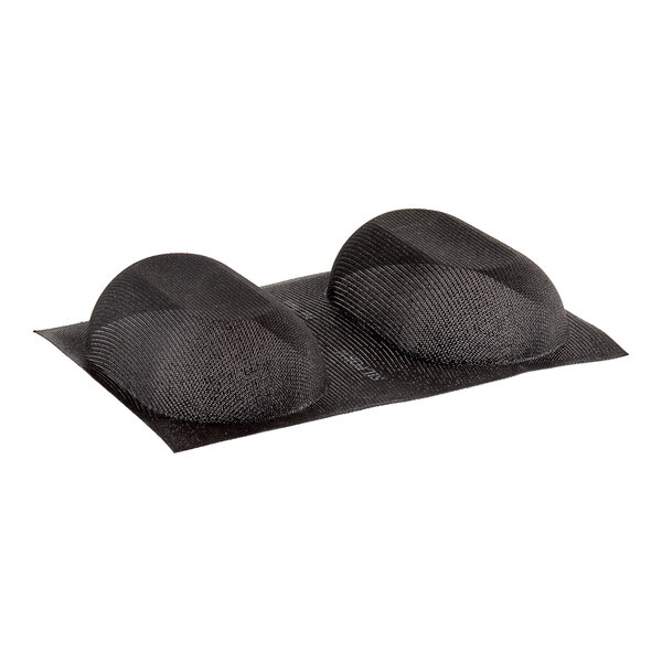 A white silicone mold with two large oval cavities.