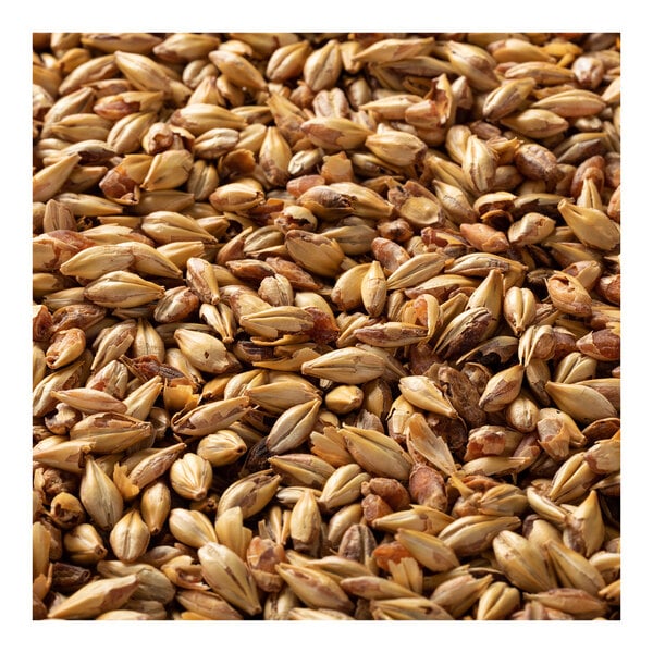 A pile of grainy Briess Caramel Malt.