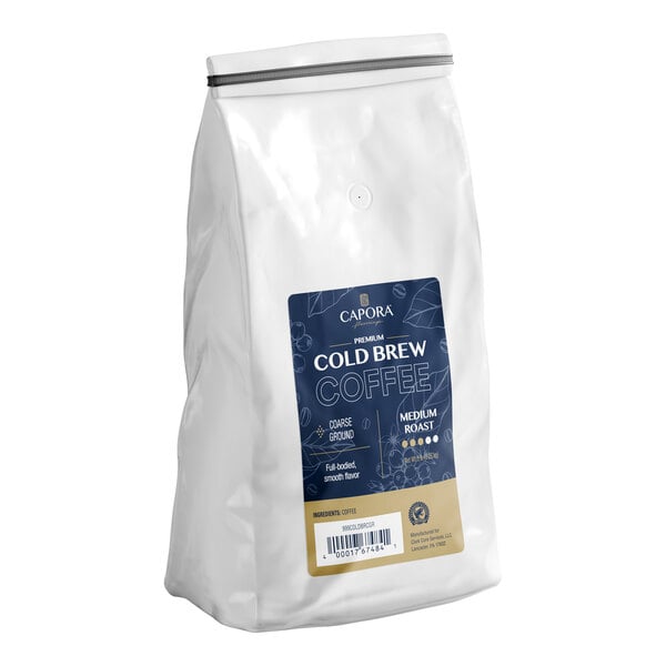 A 5-pound bag of Capora Cold Brew Coarse Ground Coffee, medium roast.