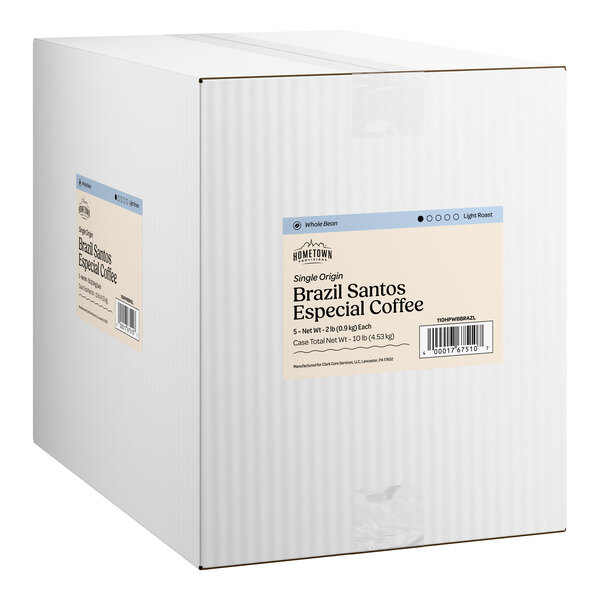 Hometown Provisions Brazil Santos Whole Bean Coffee 2 lb. - 5/Case