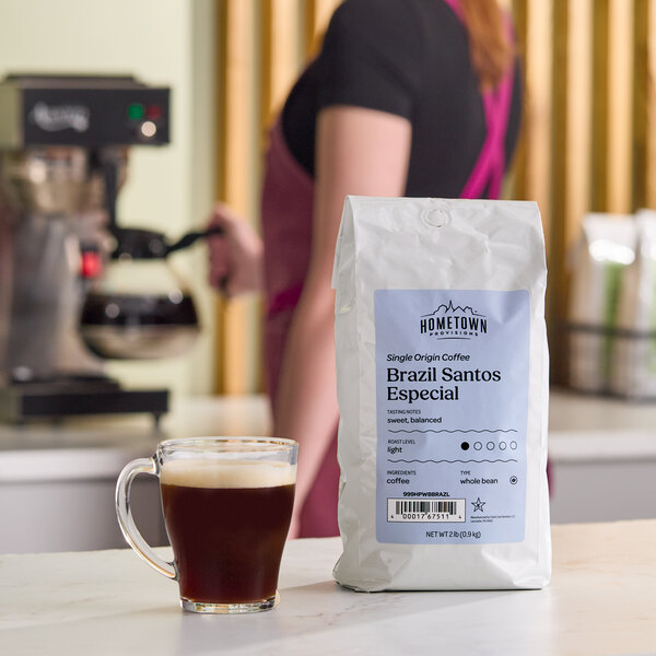 Hometown Provisions Brazil Santos Whole Bean Coffee 2 lb. - 5/Case
