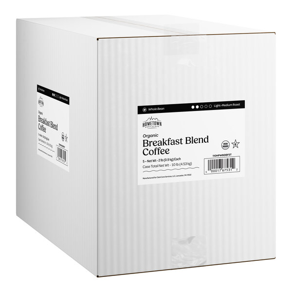 Hometown Provisions Organic Breakfast Blend Whole Bean Coffee 2 lb. - 5/Case