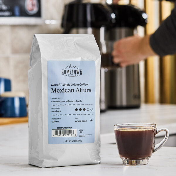 Hometown Provisions Mexican Decaf Whole Bean Coffee 2 lb. - 5/Case