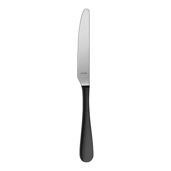 An Amefa Sierra stainless steel table knife with a black handle.