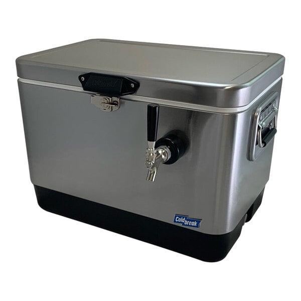 Coldbreak JOCK-1TR-SS54 Stainless Steel 1 Faucet 54 Qt. Insulated Jockey Box with Rear Input and 50 ft. Coil