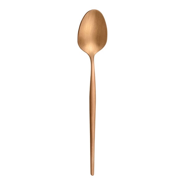 An Amefa Soprano copper stainless steel teaspoon with a white background.