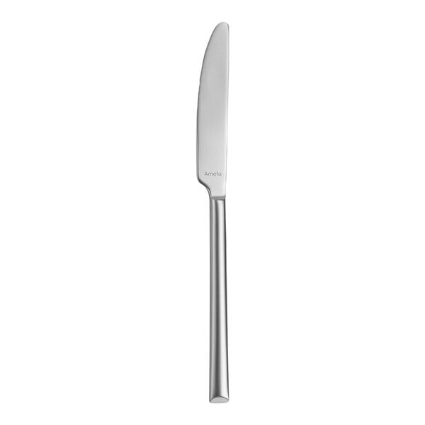 An Amefa Metropole stainless steel table knife with a silver handle.