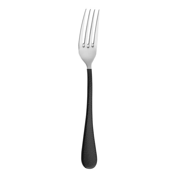 An Amefa Sierra stainless steel dessert fork with a black handle.
