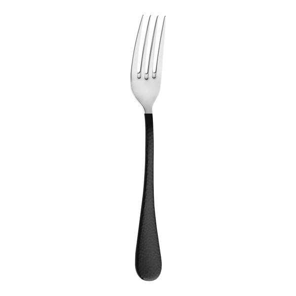 An Amefa Sierra stainless steel table fork with a black handle.