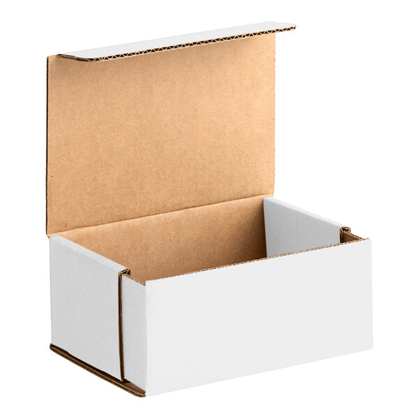 A white box with a brown edge.