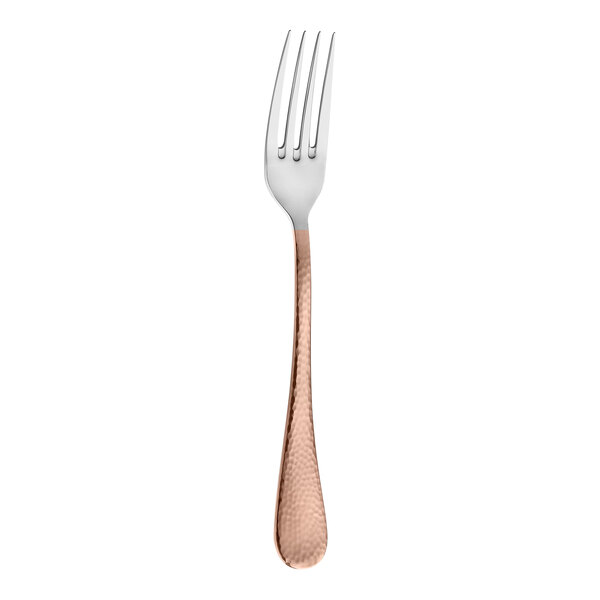 An Amefa Sierra stainless steel table fork with a copper handle.