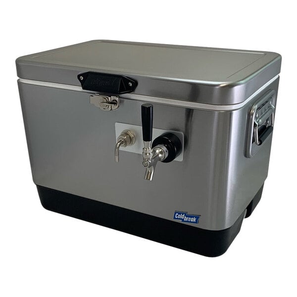 Coldbreak JOCK-1TF-SS54 Stainless Steel 1 Faucet 54 Qt. Insulated Jockey Box with Front Input and 50 ft. Coil