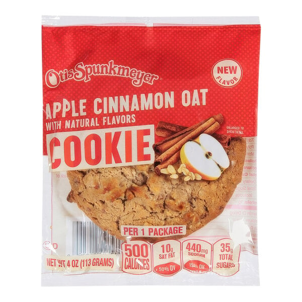 Otis Spunkmeyer Individually Wrapped Apple Cinnamon Oatmeal Cookie 4 oz. - 24/Case