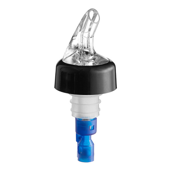 A measured liquor pourer with a collar and a clear spout, designed to dispense 0.875 oz. per pour.