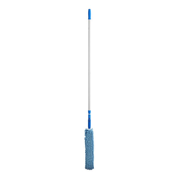 A Lavex 23" flex wand duster with a blue handle and a chenille sleeve.