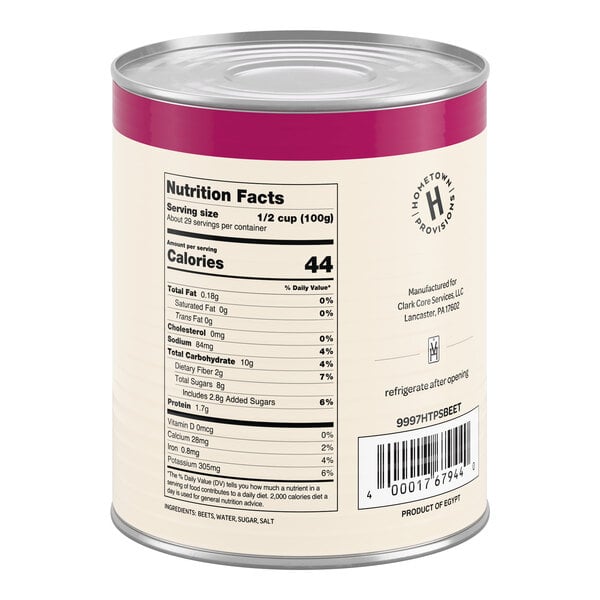 A large can of Hometown Provisions sliced beets.